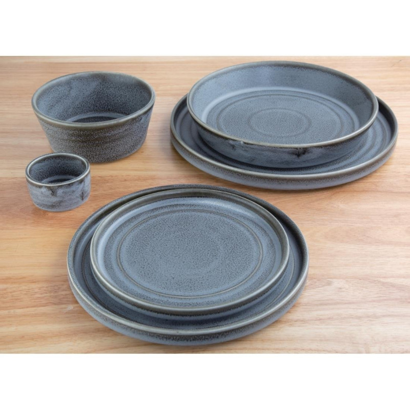 Assiettes Plates Rondes Cavolo Anthracite 180mm (Lot de 4) - Olympia