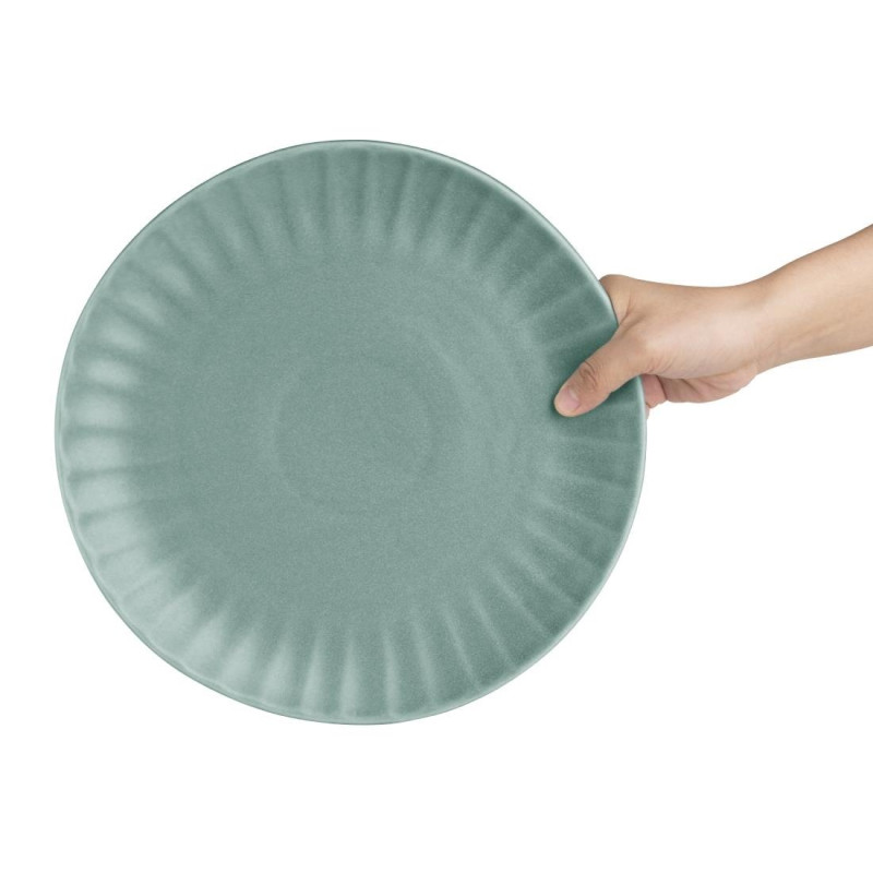 Assiettes plates Corallite vertes 280 mm (lot de 6) - Olympia