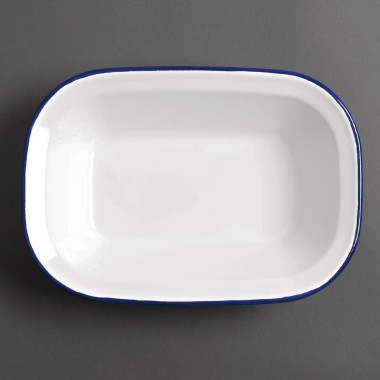 Plats de service rectangulaires acier émaillé 280x190mm (lot de 6) - Olympia