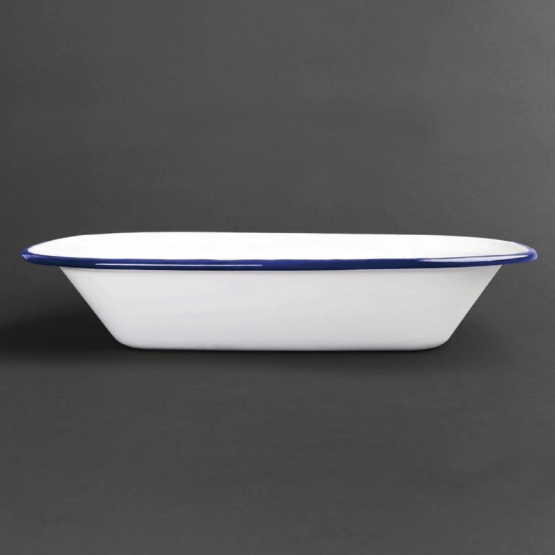 Plats de service rectangulaires acier émaillé 280x190mm (lot de 6) - Olympia