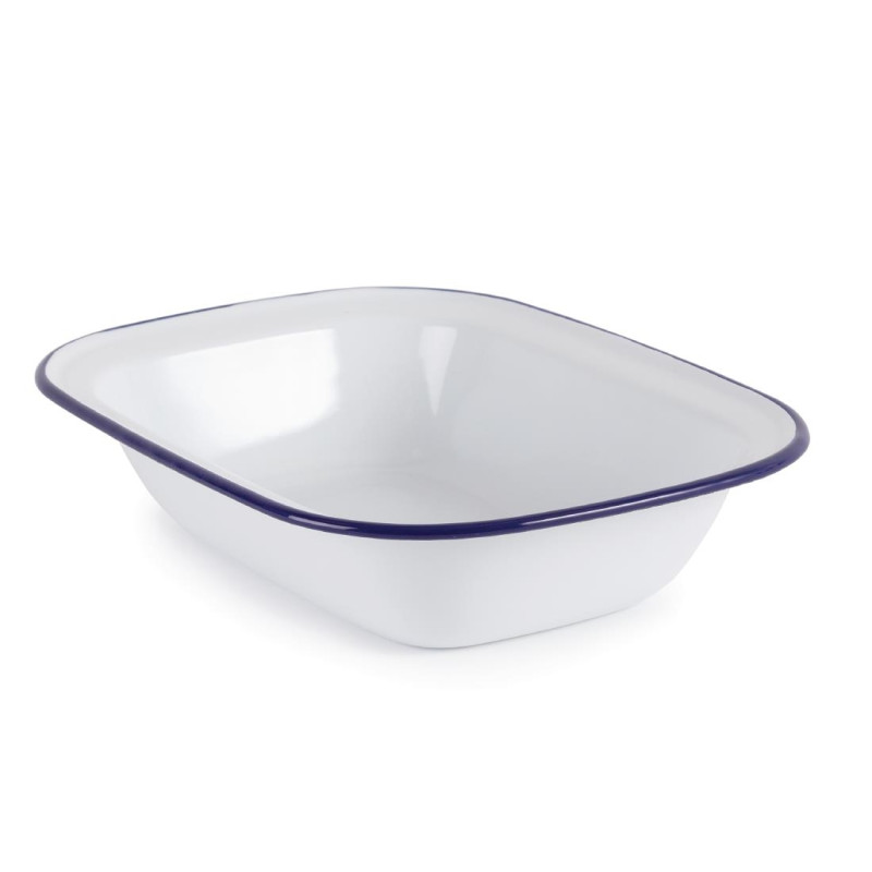 Plats de service rectangulaires acier émaillé 280x190mm (lot de 6) - Olympia