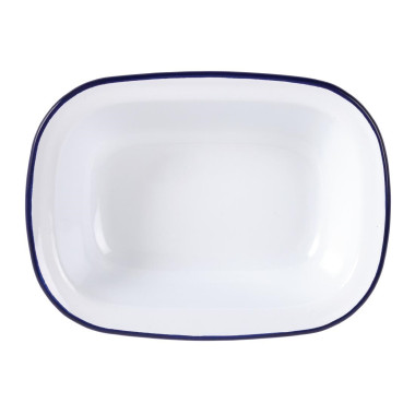 Plats de service rectangulaires acier émaillé 280x190mm (lot de 6) - Olympia