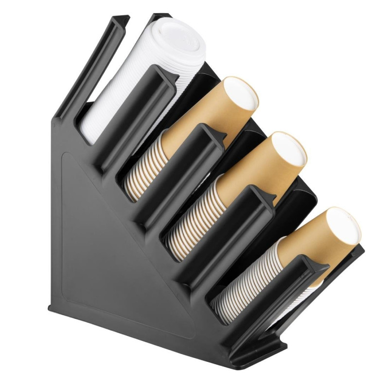 Porte-gobelets en polypropylene noir Kristallon 4 emplacements - Olympia