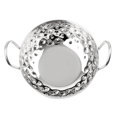 Plat Kadai martelé en inox double poignée Table Presentation 150 mm - Olympia