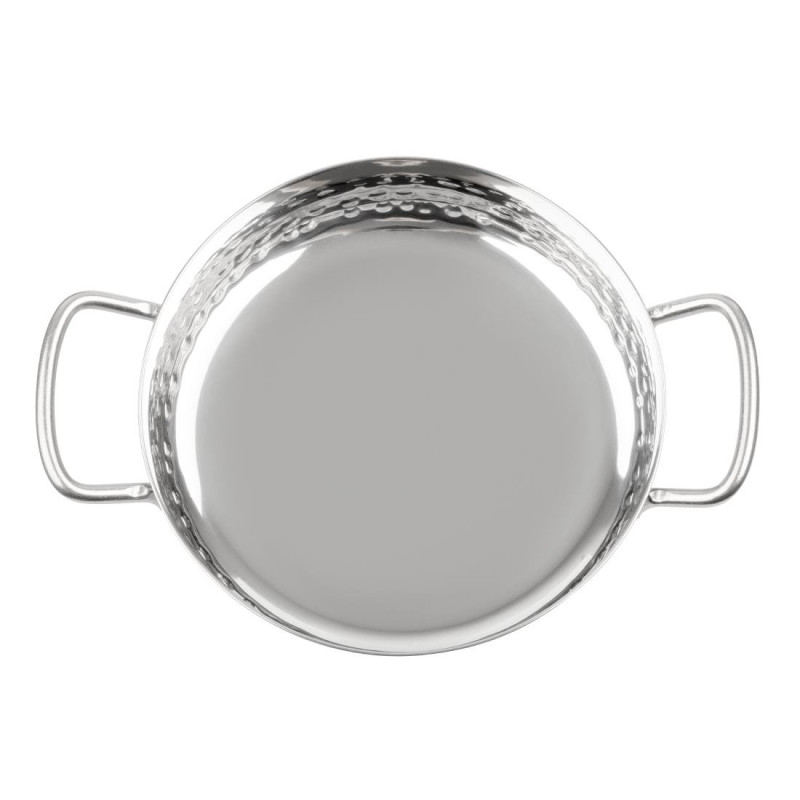 Plat inox martelé double poignée Table Presentation 150mm - Olympia