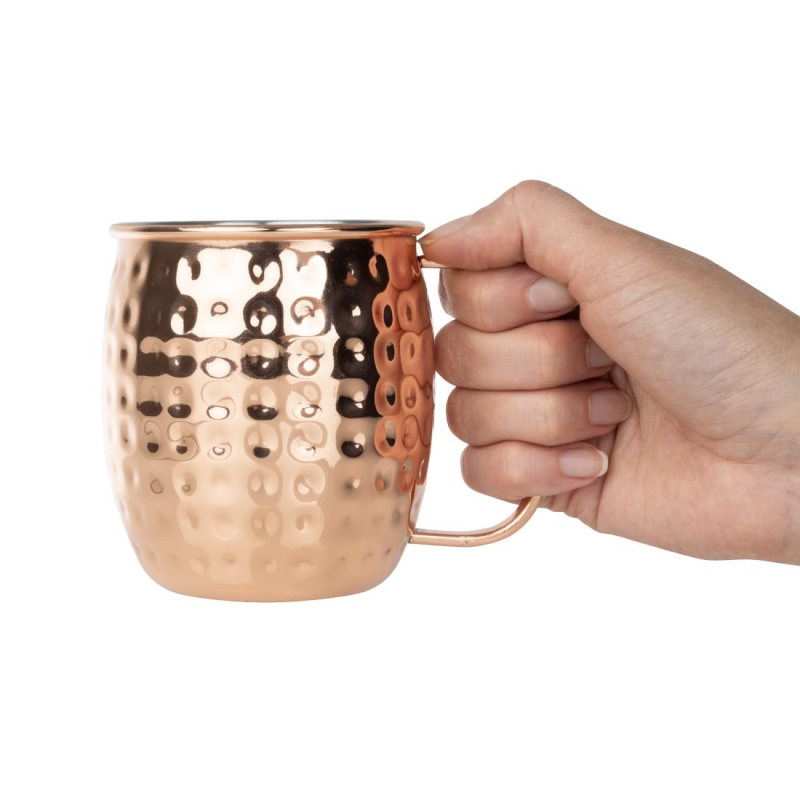 Mugs en acier inoxydable martelé Barware 440ml cuivre - Olympia