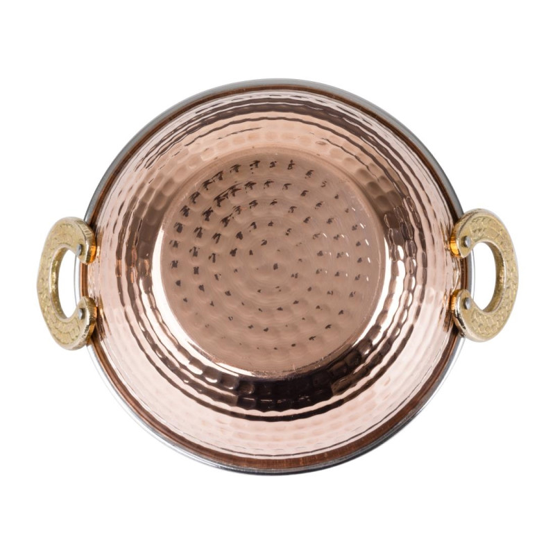 Plat Kadai en cuivre avec poignées en inox revêtement laiton 400ml - Olympia