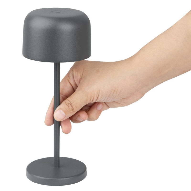Lampe de table avec abat-jour rond Lucca grise 200mm - Olympia