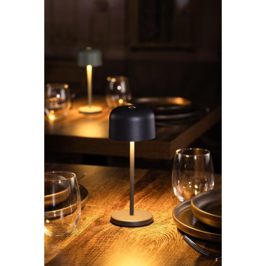 Lampe de table avec abat-jour rond Lucca grise 200mm - Olympia