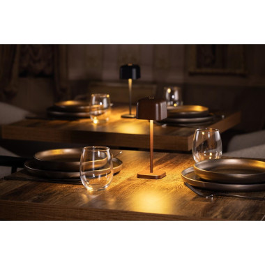 Lampe de table avec abat-jour carré Lucca marron 200mm - Olympia