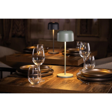 Lampe de table avec abat-jour rond Lucca verte 300mm - Olympia