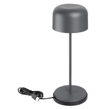 Lampe de table avec abat-jour rond Lucca grise 300mm - Olympia