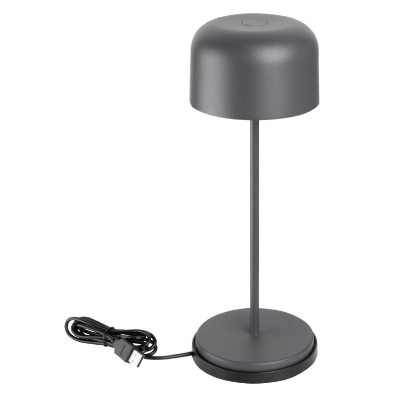 Lampe de table avec abat-jour rond Lucca grise 300mm - Olympia