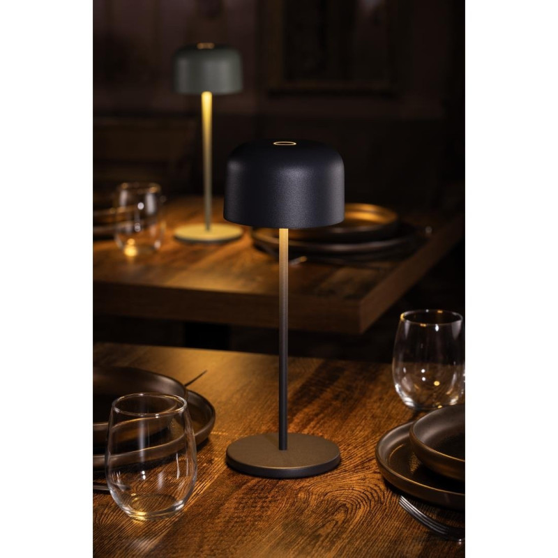 Lampe de table avec abat-jour rond Lucca grise 300mm - Olympia