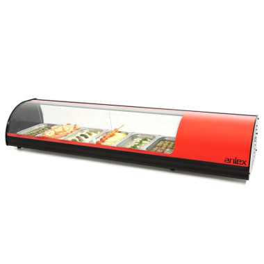 Vitrine réfrigérée à tapas - 6 bacs GN1/3 - Couleur rouge - Arilex  au meilleur prix sur Restock CHR