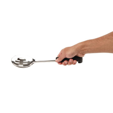 Cuillère de service perforée manche noir 34 cm - Vogue