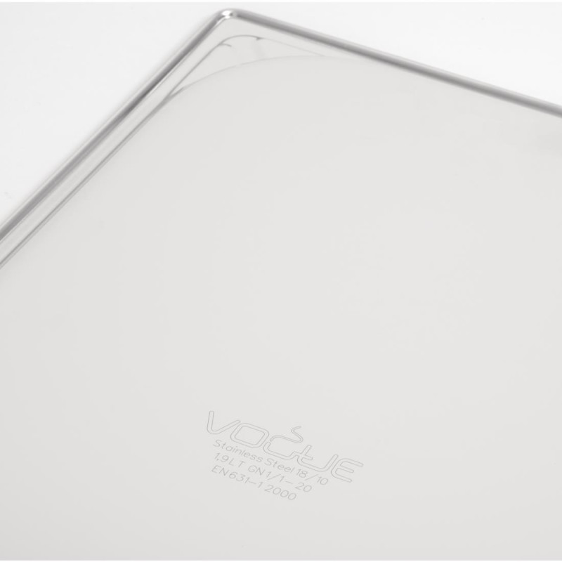Bac inox 18/10 GN 1/1 professionnel 20mm - Vogue