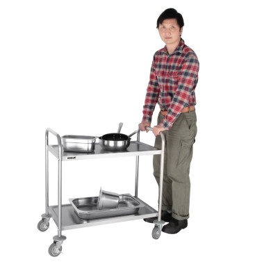 Chariot de débarrassage en acier inoxydable 2 niveaux - Vogue