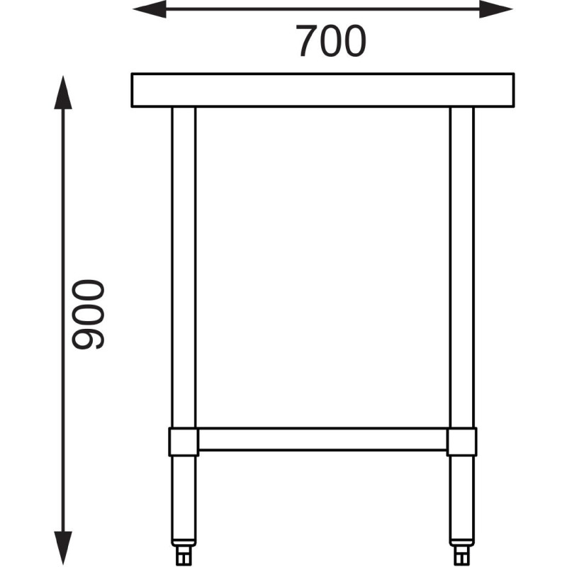 Table en acier inoxydable sans rebord 600 x 700mm - Vogue