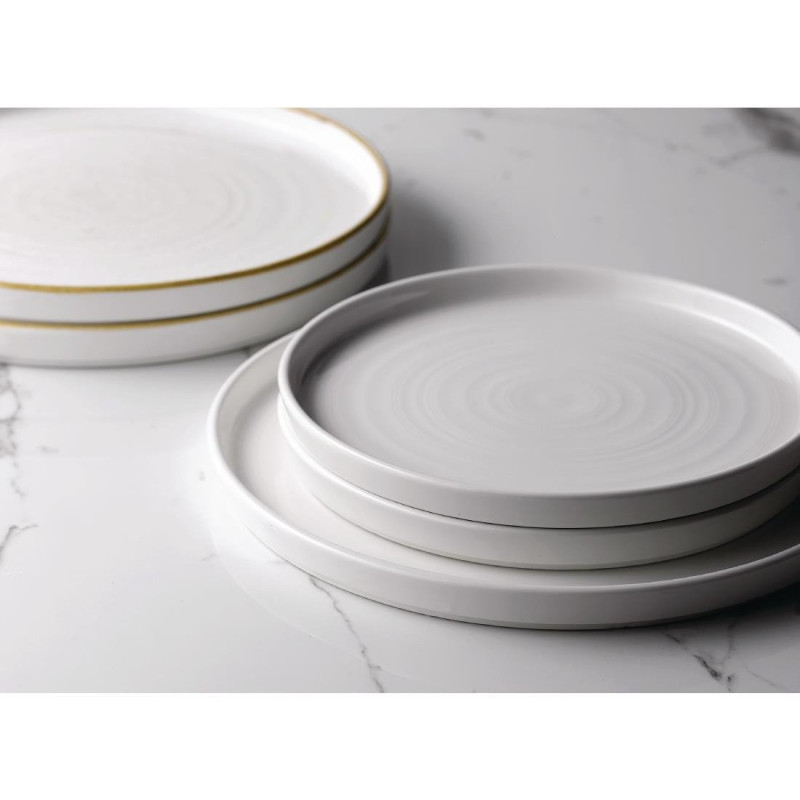 Assiettes avec rebord Stonecast Barley White 210mm (Lot de 6) - Churchill