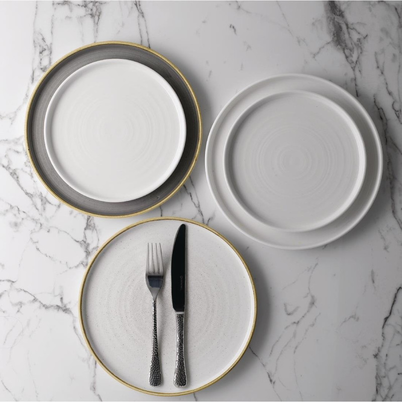 Assiettes avec rebord Stonecast Peppercorn Grey 210mm (Lot de 6) - Churchill