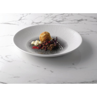 Assiettes creuses Bamboo centre imprimé quartz noir 281mm (lot de 12) - Churchill