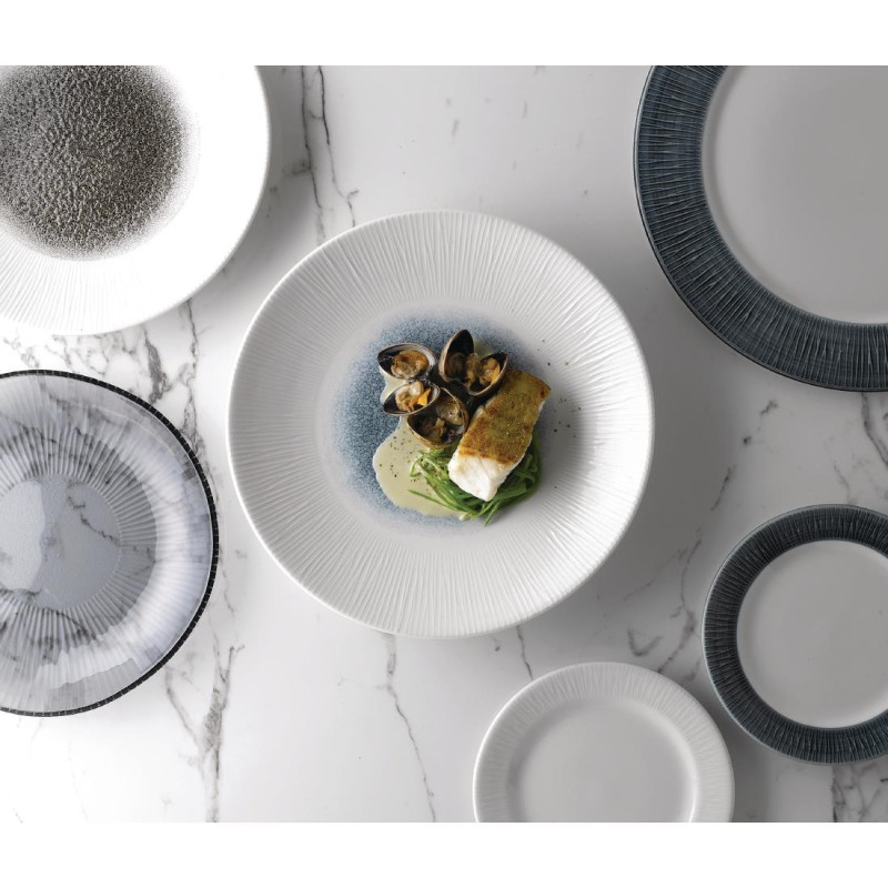 Assiettes creuses Bamboo centre imprimé quartz noir 281mm (lot de 12) - Churchill