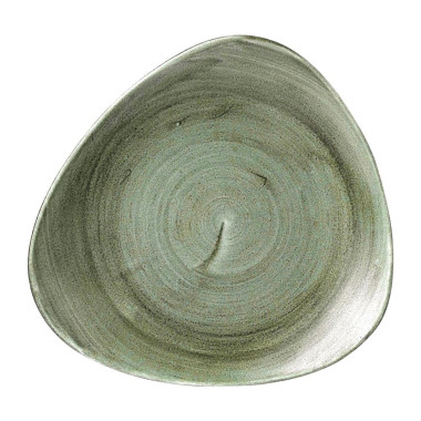 Assiettes triangulaires Stonecast Patina Lotus Burnished Green 254mm (Lot de 12) - Churchill