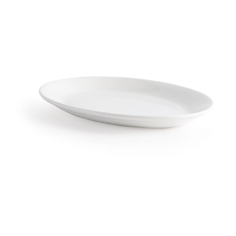 Plateaux ovales blancs Whiteware 305mm (lot de 12) - Churchill
