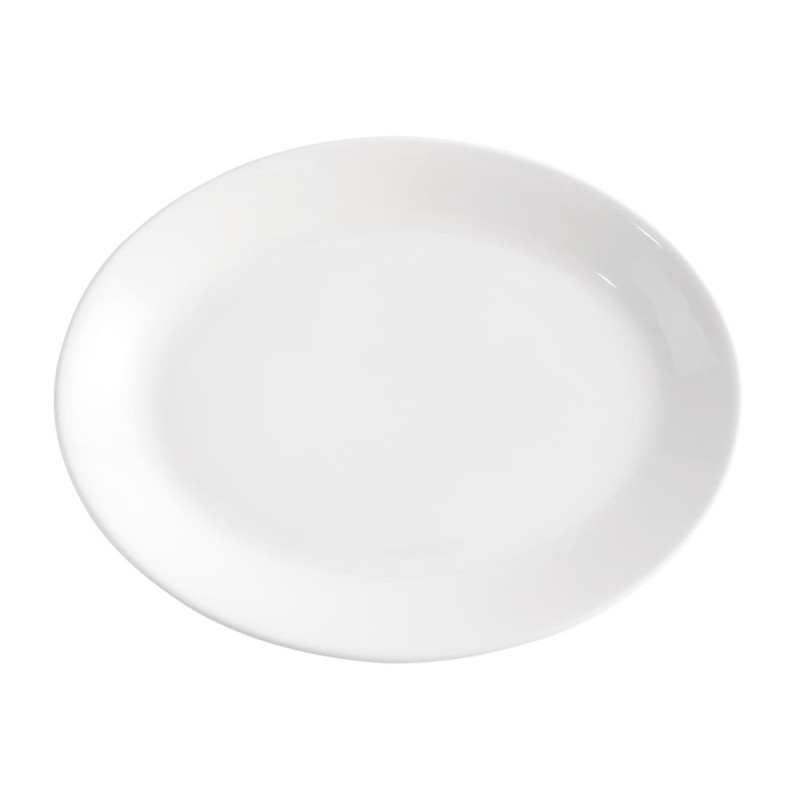 Plateaux ovales blancs Whiteware 305mm (lot de 12) - Churchill