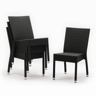 Chaises en rotin PE anthracite (Lot de 4) - Bolero