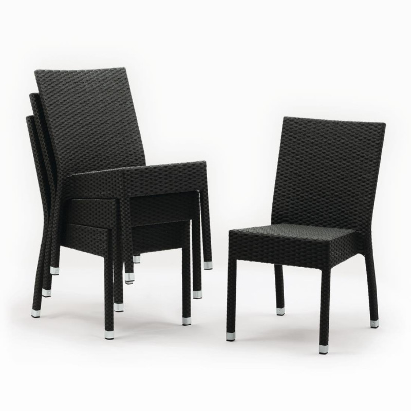 Chaises en rotin PE anthracite (Lot de 4) - Bolero