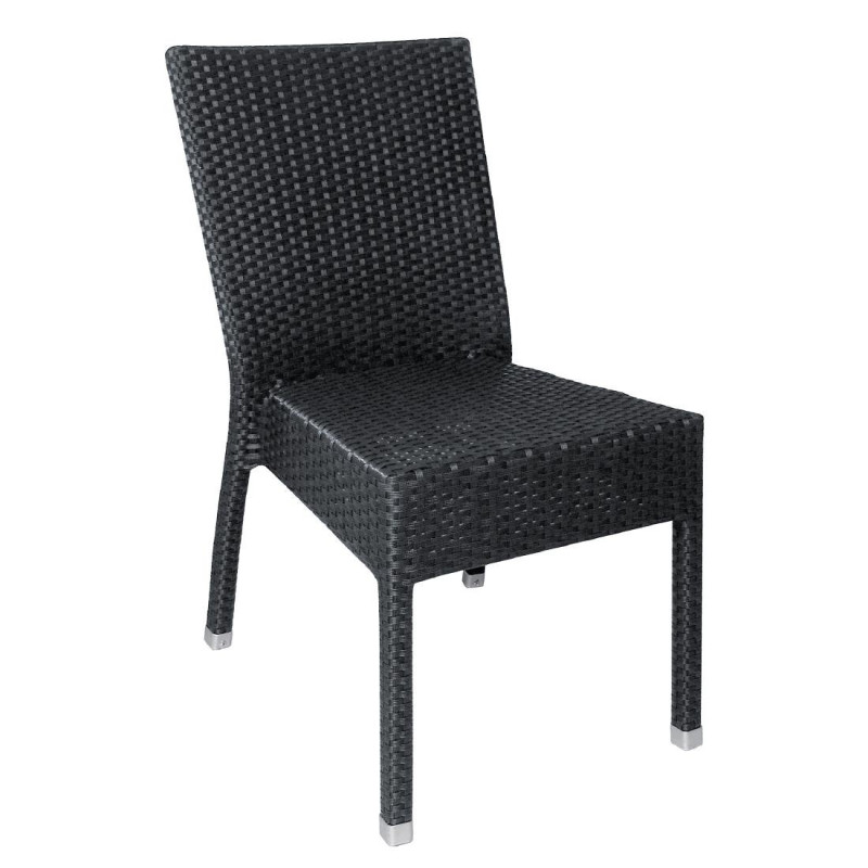 Chaises en rotin PE anthracite (Lot de 4) - Bolero