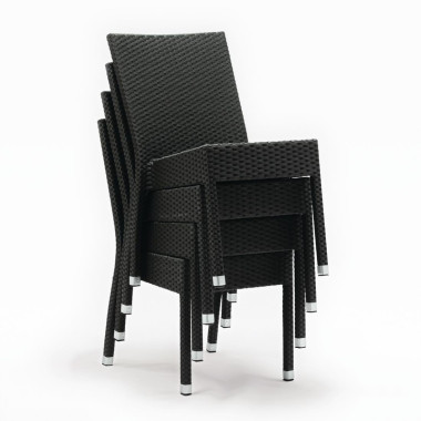 Chaises en rotin PE anthracite (Lot de 4) - Bolero