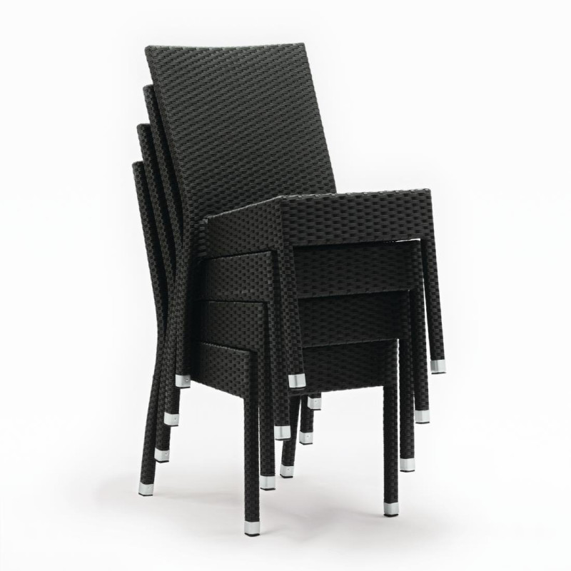 Chaises en rotin PE anthracite (Lot de 4) - Bolero