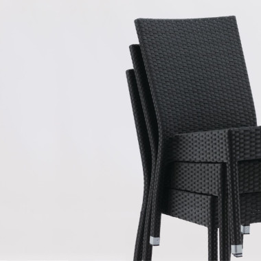 Chaises en rotin PE anthracite (Lot de 4) - Bolero