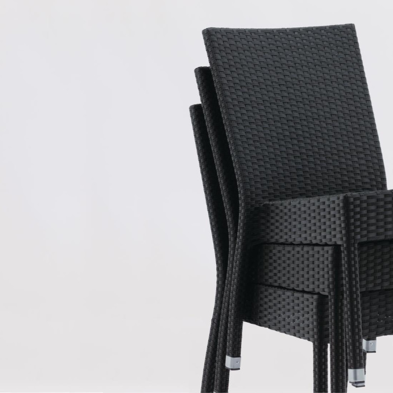 Chaises en rotin PE anthracite (Lot de 4) - Bolero
