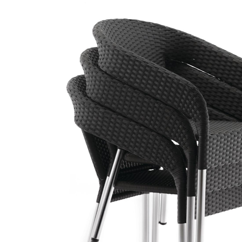 Fauteuils enveloppants bistro en rotin PE anthracite (lot de 4) - Bolero