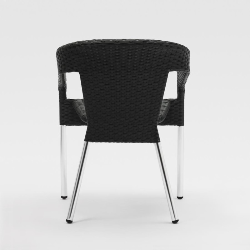 Fauteuils enveloppants bistro en rotin PE anthracite (lot de 4) - Bolero