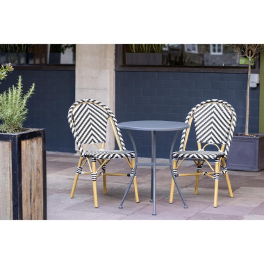 Chaises style parisien en rotin PE noires (lot de 2) - Bolero