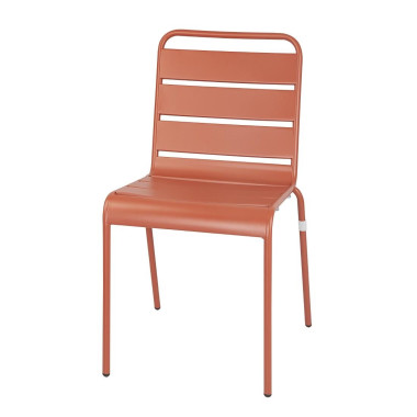 Chaises à lattes en acier terracotta (lot de 4) - Bolero