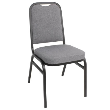 Chaise de banquet avec dossier carré et tissu gris lot de 4 - Bolero