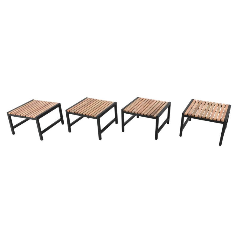 Tabourets de bar bas en acier et acacia (lot de 4) - Bolero