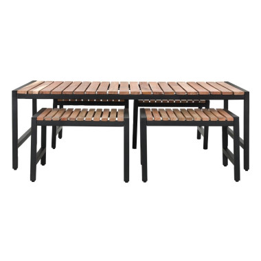Tabourets de bar bas en acier et acacia (lot de 4) - Bolero