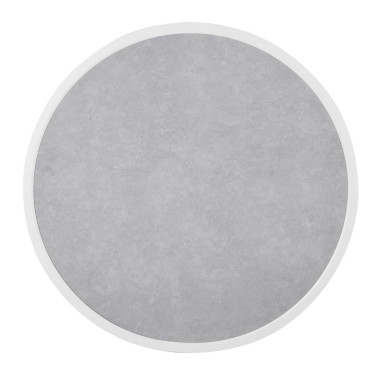 Plateau de table extérieur rond en verre trempé effet pierre gris clair bord blanc 580 mm - Bolero