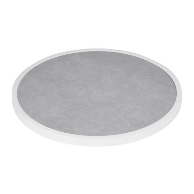 Plateau de table extérieur rond en verre trempé effet pierre gris clair bord blanc 580 mm - Bolero