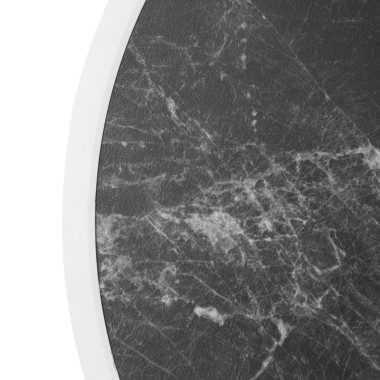 Plateau de table extérieur rond en verre trempé effet granit foncé bord blanc 580mm - Bolero