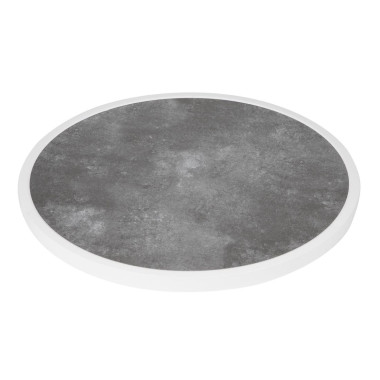 Plateau de table extérieur rond en verre trempé effet pierre foncée bord blanc 580mm - Bolero