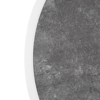 Plateau de table extérieur rond en verre trempé effet pierre foncée bord blanc 580mm - Bolero