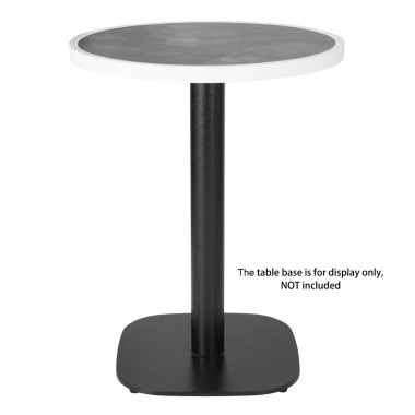 Plateau de table extérieur rond en verre trempé effet pierre foncée bord blanc 580mm - Bolero
